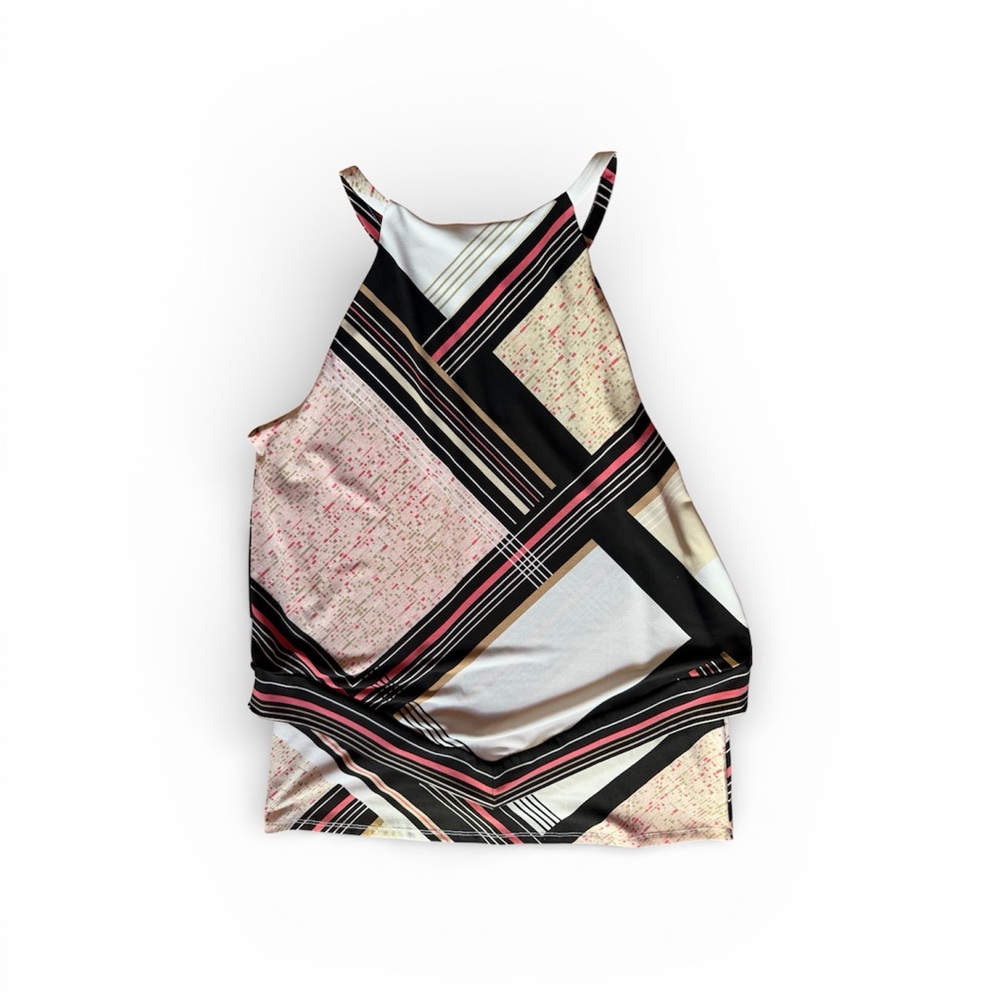 White House Black Market Pink and Black Striped Tank Top - Picture 2 of 8